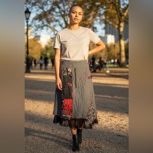 Jane & John Artsy‎ Patchwork Skirt, Black/Red/Gray (351)